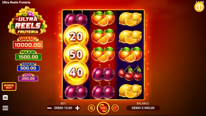 Ultra Reels Fruteria - layar permainan utama 3 kali 5