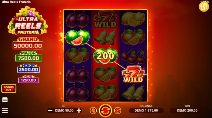 Ultra Reels Fruteria - garis pembayaran dengan angka tujuh emas